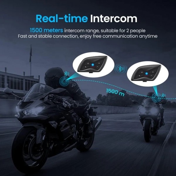 GEARELEC Motorcycle Bluetooth Headset 2Pcs, 2-Riders Communication